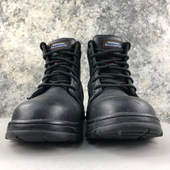 Skechers Men\'s Size 8 Workshire Black Leather Steel Toe Safety Work Boot 77009 main image 8